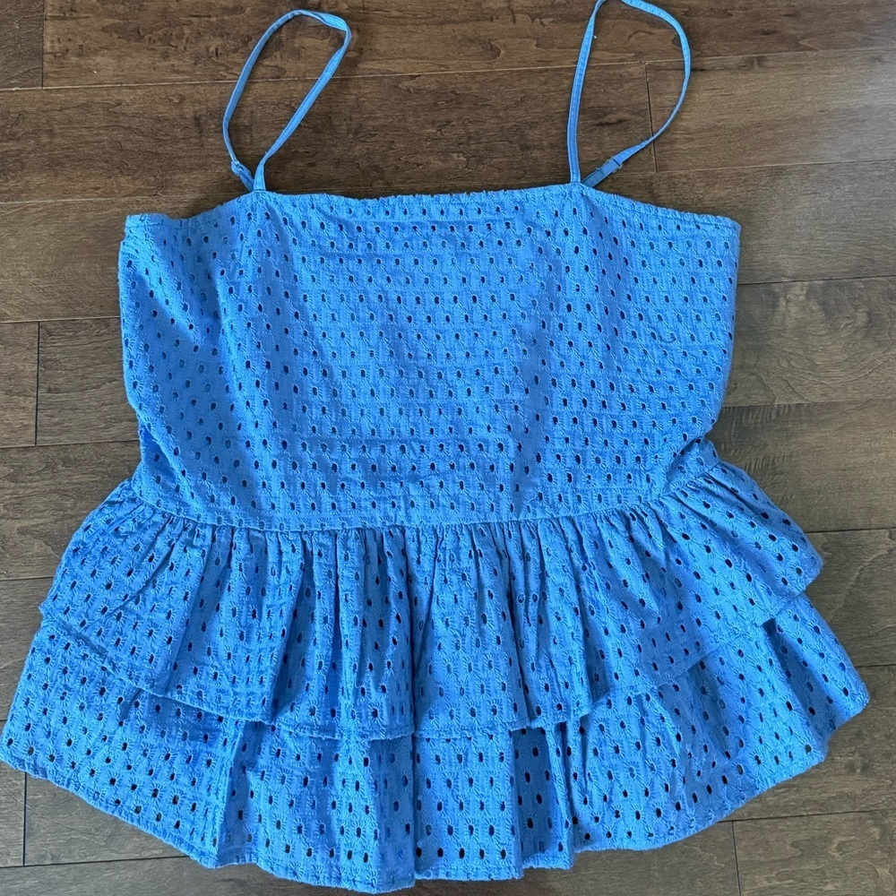 Babydoll ruffle eyelet tank  top